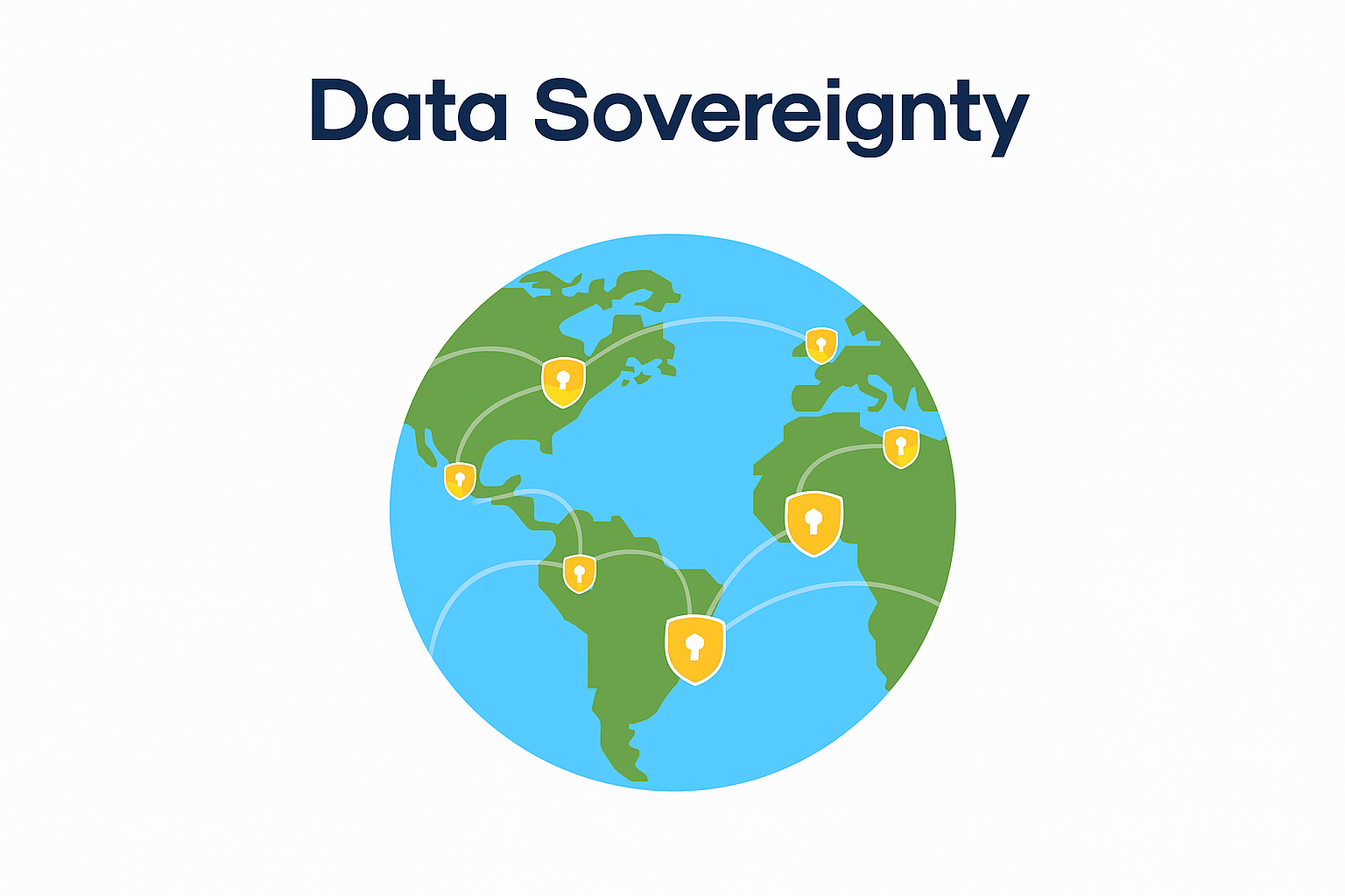 A globe surrounded by protective barriers, symbolizing data sovereignty