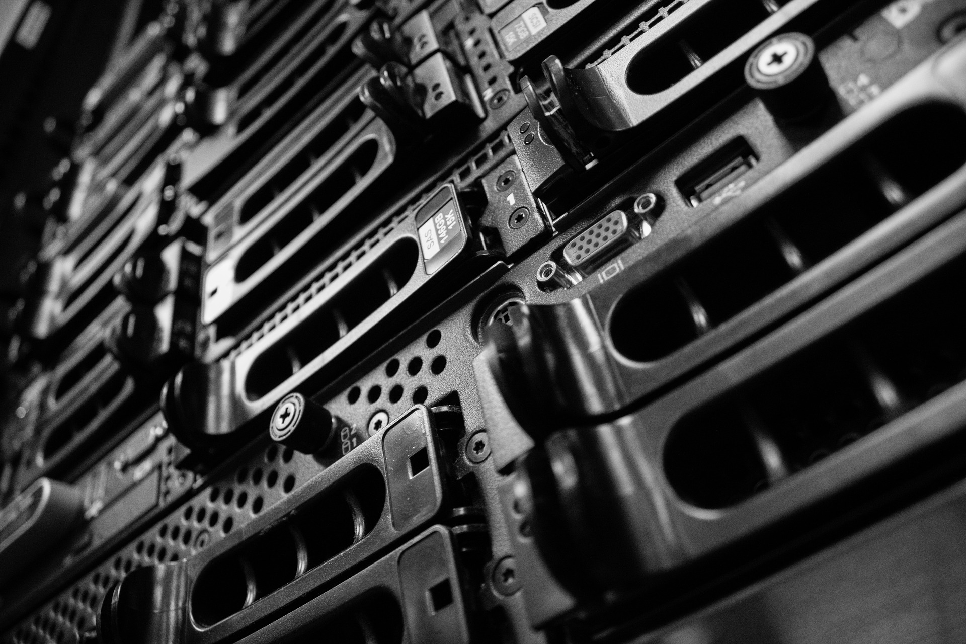 Zoomed in view of server rack. 