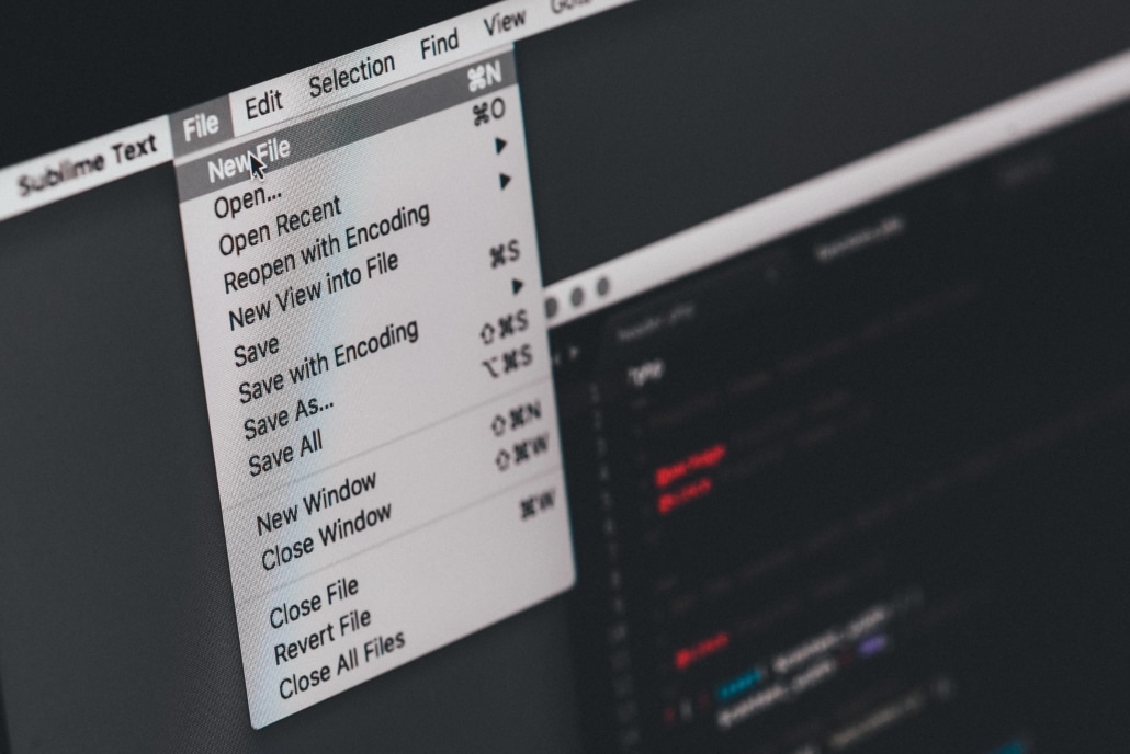Computer screen with mouse hovering over the File drop-down menu.